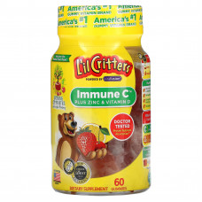 L'il Critters, Immune C, витамин С с цинком и витамином D, 60 жевательных таблеток