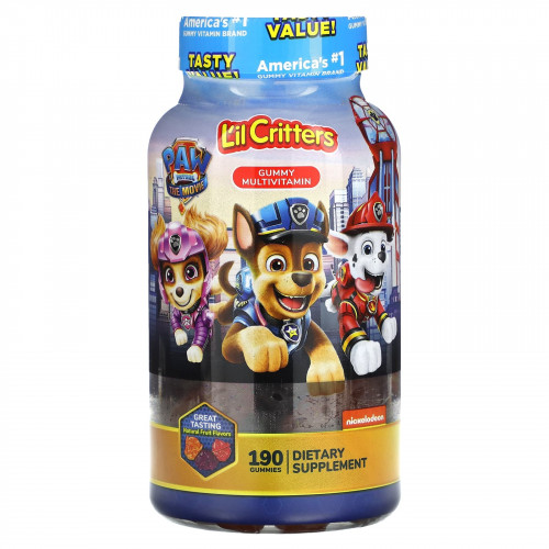 L'il Critters, Paw Patrol The Movie, жевательные мультивитамины, натуральные фрукты, 190 жевательных таблеток