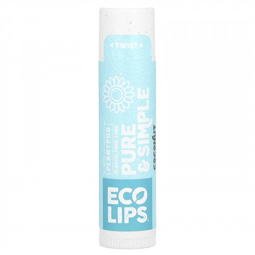 Eco Lips Inc., Pure & Simple, бальзам для губ, кокос, 4,25 г (0,15 унции)
