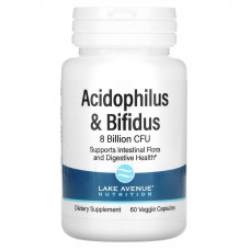 Lake Avenue Nutrition, пробиотики Acidophilus и Bifidus, смесь пробиотиков, 8 млрд КОЕ, 60 растительных капсул