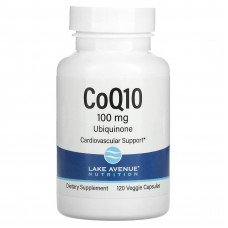 Lake Avenue Nutrition, коэнзим Q10, убихинон класса USP, 100 мг, 120 растительных капсул