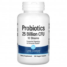 Lake Avenue Nutrition, пробиотики, смесь 10 штаммов, 25 млрд КОЕ, 180 растительных капсул