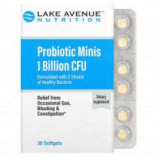 Lake Avenue Nutrition, Пробиотик в мини-таблетках, 2 штамма здоровых бактерий, 1 млрд КОЕ, 30 маленьких мягких таблеток