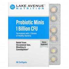 Lake Avenue Nutrition, Пробиотик в мини-таблетках, 2 штамма здоровых бактерий, 1 млрд КОЕ, 90 маленьких мягких таблеток