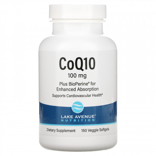 Lake Avenue Nutrition, CoQ10 Plus BioPerine, 100 мг, 150 растительных капсул