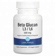 Lake Avenue Nutrition, бета-глюкан 1–3, 1–6, 200 мг, 60 растительных капсул