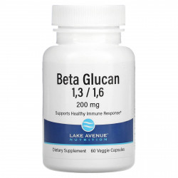 Lake Avenue Nutrition, бета-глюкан 1–3, 1–6, 200 мг, 60 растительных капсул
