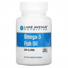 Lake Avenue Nutrition, рыбий жир с омега-3, 1250 мг, 30 капсул из рыбьего желатина