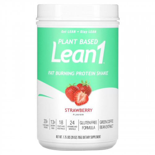 Lean1, Plant Based Fat Burning Protein Shake, Strawberry , 1.75 lbs (795 g)
