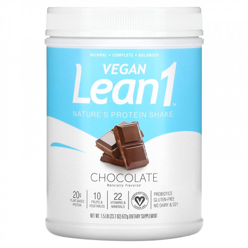 Lean1, Nature's Protein Shake, протеиновый коктейль, шоколадный вкус, 672 г (1,5 фунта)