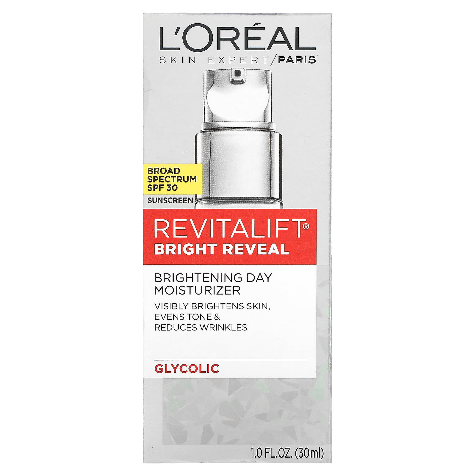 L'Oréal, Revitalift Bright Reveal, осветляющее дневное увлажняющее средство, SPF 30, 30 мл (1 жидк. Унция)