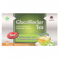 Longreen Corporation, GlucoBlocker Tea, отборная джимнема, 20 чайных пакетиков, 60 г (2,12 унции)