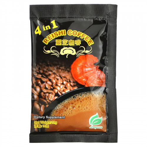 Longreen Corporation, 4 в 1, кофе с грибами рейши, 10 пакетиков, 180 г (6,35 унции)