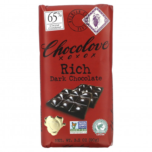 Chocolove, Насыщенный темный шоколад, 65% какао, 90 г (3,2 унции)