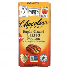 Chocolove, Соленый пекан в кленовой глазури в крепком темном шоколаде, 70% какао, 90 г (3,2 унции)