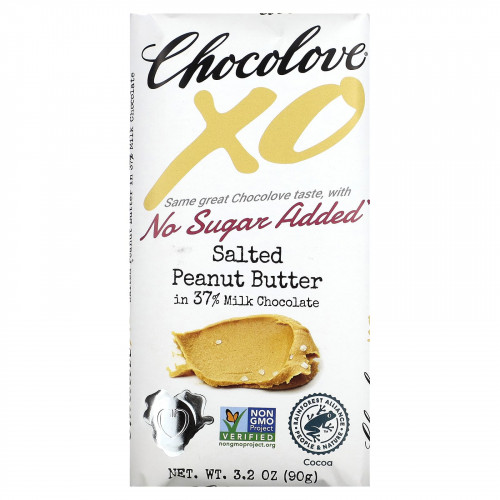 Chocolove, XO, соленая арахисовая паста в 40% молочном шоколаде, 90 г (3,2 унции)