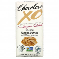 Chocolove, XO, черный шоколад 60% с соленой миндальной пастой, 90 г (3,2 унции)