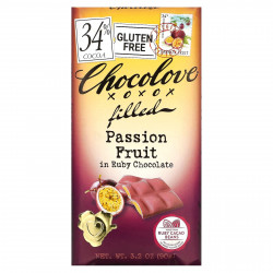 Chocolove, Маракуйя в плитке из рубинового шоколада, 34% какао, 90 г (3,2 унции)