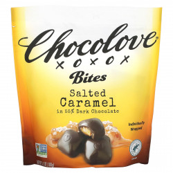 Chocolove, Bites, соленая карамель в 55% темном шоколаде, 100 г (3,5 унции)