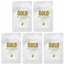 Lapcos, 24K Gold Hydra Collagen Gold Foil, косметическая маска для лица премиального качества, 5 шт., 25 г (0,88 унции)