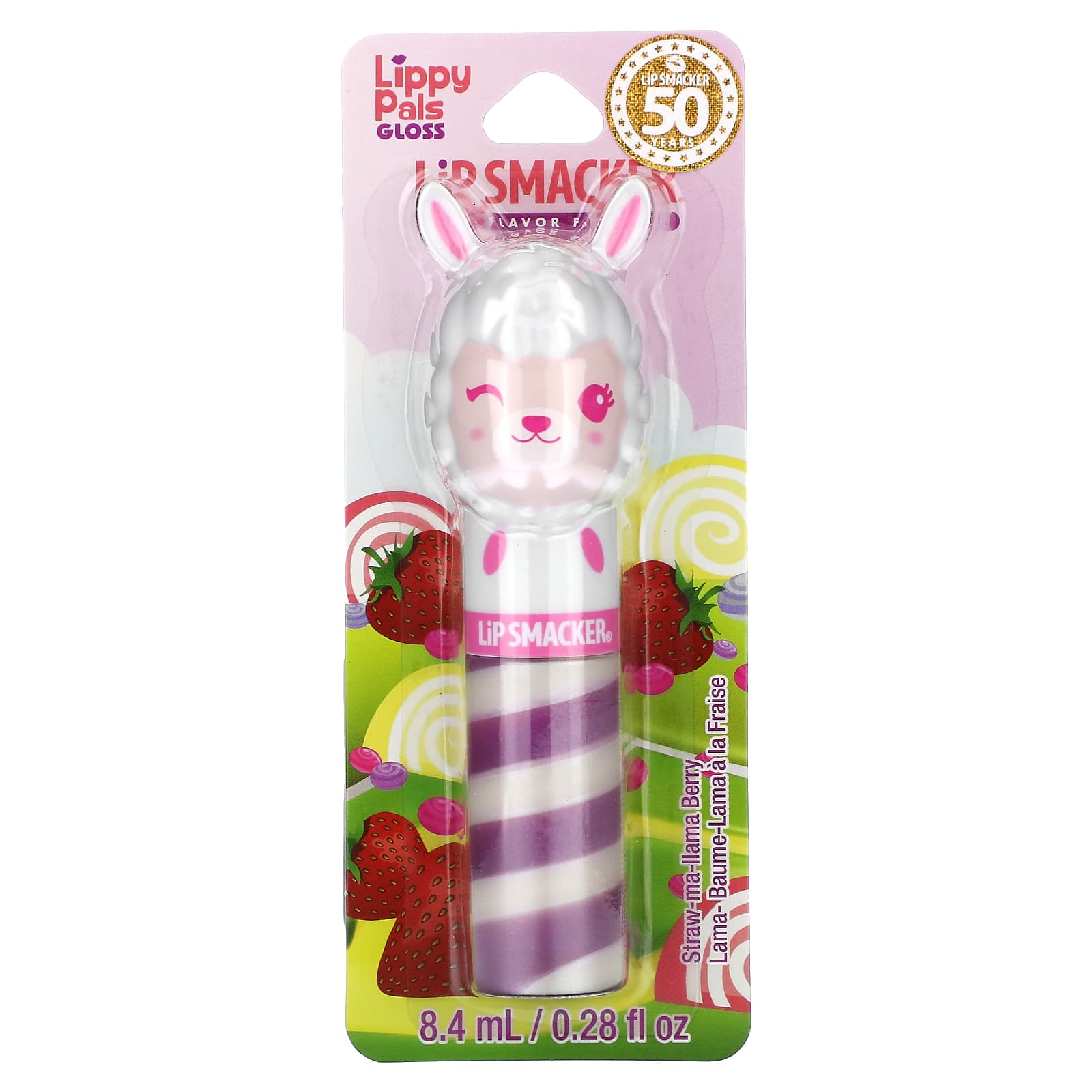 Lip Smacker, Lippy Pals, блеск для губ, Llama, клубника и ягоды, 8,4 мл (0,28 жидк. унции)