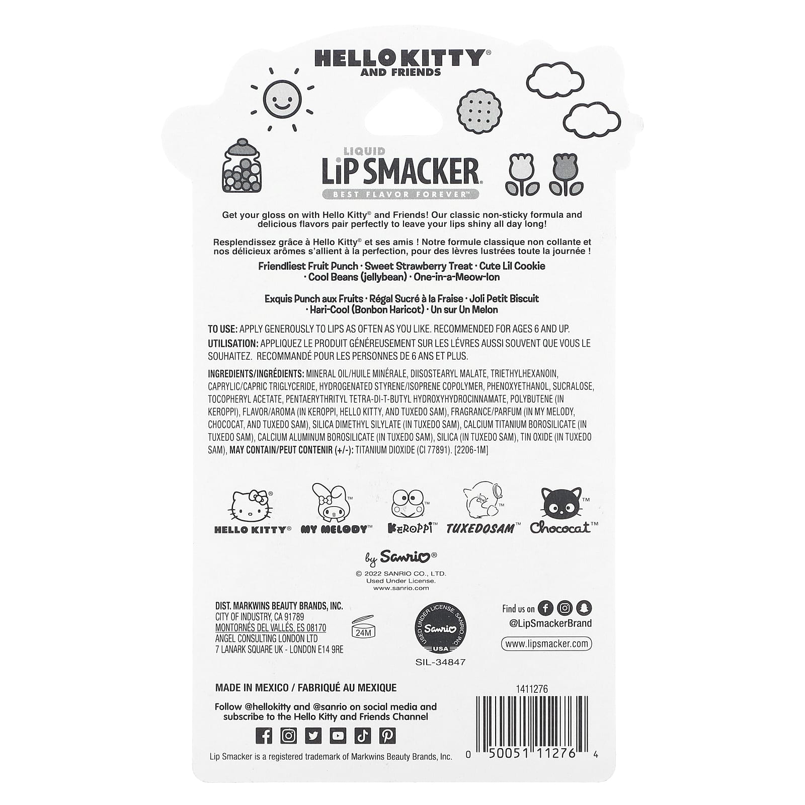 Lip Smacker, Hello Kitty And Friends, жидкий Smacker для губ, лучший вкус навсегда, 5 шт. в упаковке, 14 мл (0,45 жидк. унции)