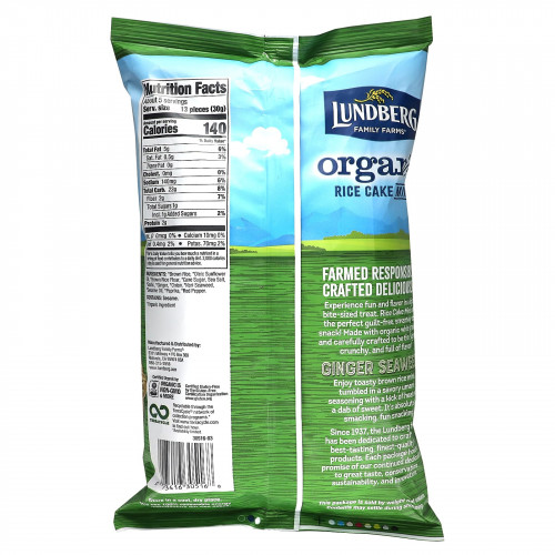 Lundberg, Organic Rice Cake Minis, морские водоросли с имбирем, 142 г (5 унций)