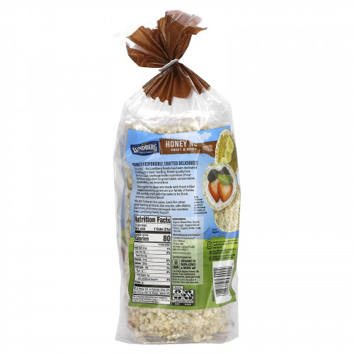 Lundberg, Органические цельнозерновые рисовые лепешки, мед, орех, сладкий и ореховый, 273 г (9,6 унции)