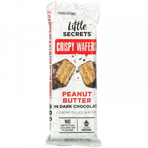 Little Secrets, Crispy Wafers из темного шоколада, арахисовая паста, 40 г (1,4 унции)