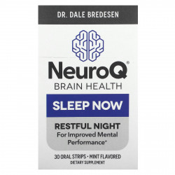 LifeSeasons, NeuroQ Brain Health, Sleep Now, мята, 30 пероральных полосок