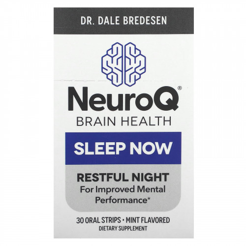 LifeSeasons, NeuroQ Brain Health, Sleep Now, мята, 30 пероральных полосок