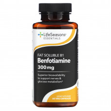 LifeSeasons, Жирорастворимый бенфотиамин B1, 150 мг, 60 растительных капсул