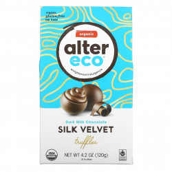 Alter Eco, Органический темный молочный шоколад, шелковистые бархатные трюфели, 4,2 унц. (120 г)