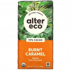 Alter Eco, органический черный шоколад, жженая карамель, 70% какао, 80 г (2,82 унции)