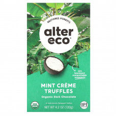 Alter Eco, органические трюфели с мятным кремом, темный шоколад, 120 г (4,2 унции)