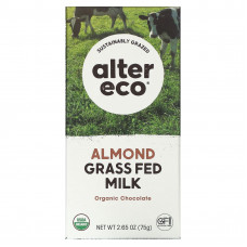 Alter Eco, органический шоколадный батончик, молоко откорма из миндального дерева, 75 г (2,65 унции)