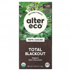 Alter Eco, Total Blackout, органический темный шоколад, 100% какао, 75 г (2,65 унции)