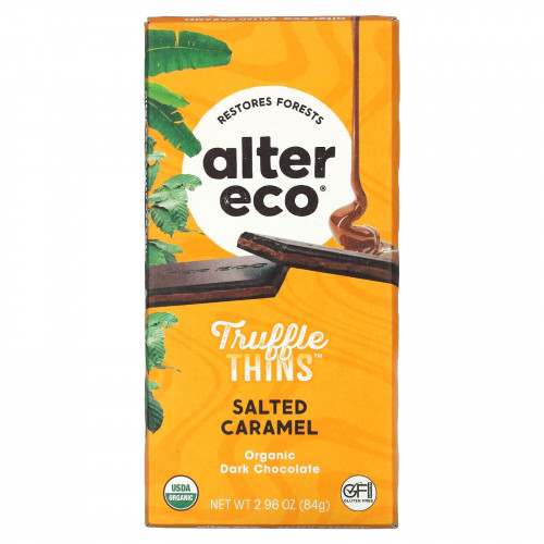 Alter Eco, Trumble Thins, органический темный шоколад, соленая карамель, 84 г (2,96 унции)