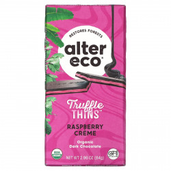 Alter Eco, Trumble Thins, органический темный шоколад, малиновый крем, 84 г (2,96 унции)