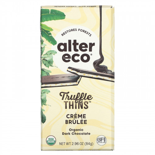 Alter Eco, Trumble Thins, органический темный шоколад, крем-брюле, 84 г (2,96 унции)