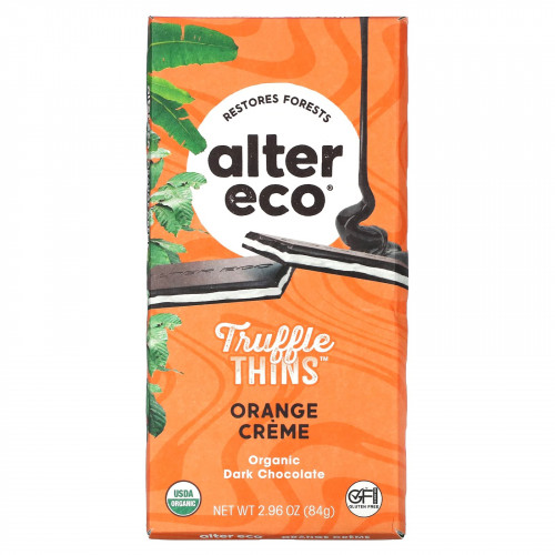 Alter Eco, Trumble Thins, органический темный шоколад, апельсиновый крем, 84 г (2,96 унции)