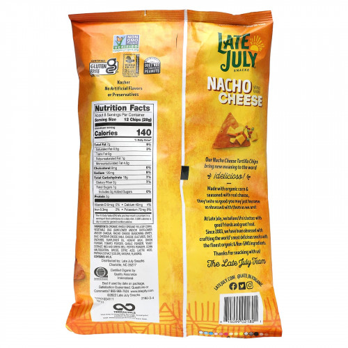 Late July, Snacks, чипсы из тортильи, с сыром начос, 221 г (7,8 унции)