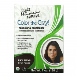 Light Mountain, Краска для седых волос, Натуральная краска для волос и кондиционер, Шоколад, 7 унций (197 г)
