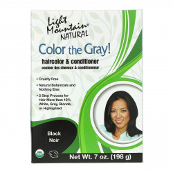 Light Mountain, Color the Gray! Натуральная краска для волос и кондиционер, черный, 7 унций (198 г)