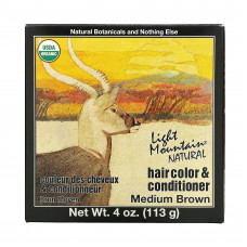 Light Mountain, Натуральный краситель и кондиционер для волос, средне-коричневый, 113 г