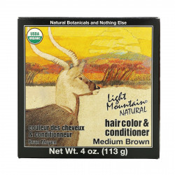 Light Mountain, Натуральный краситель и кондиционер для волос, средне-коричневый, 113 г