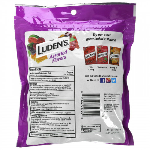 Luden's, Леденцы с пектином / успокаивающее средство для полости рта, разные вкусы, 90 леденцов для горла