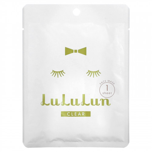 Lululun, Clear, косметическая маска для лица, белая 5F, 1 шт., 22 мл (0,74 жидк. Унции)