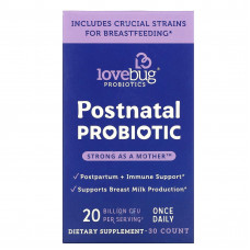 LoveBug Probiotics, пробиотик для послеродового периода, 20 млрд КОЕ, 30 капсул