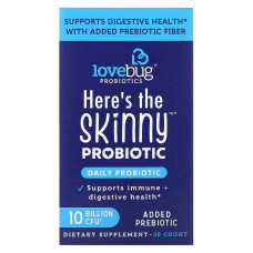 LoveBug Probiotics, Here's The Skinny, пробиотик, 10 млрд КОЕ, 30 капсул